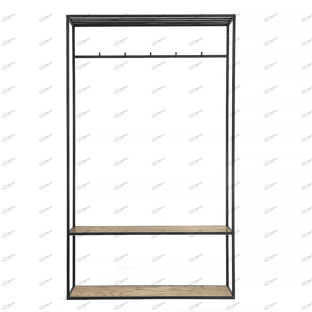 Вешалка в прихожую с полкой черная, темный дуб Hallra 2 black INTELLIGENT DESIGN ВЕШАЛКИ HALLRA 260817 Коричневый;черный 