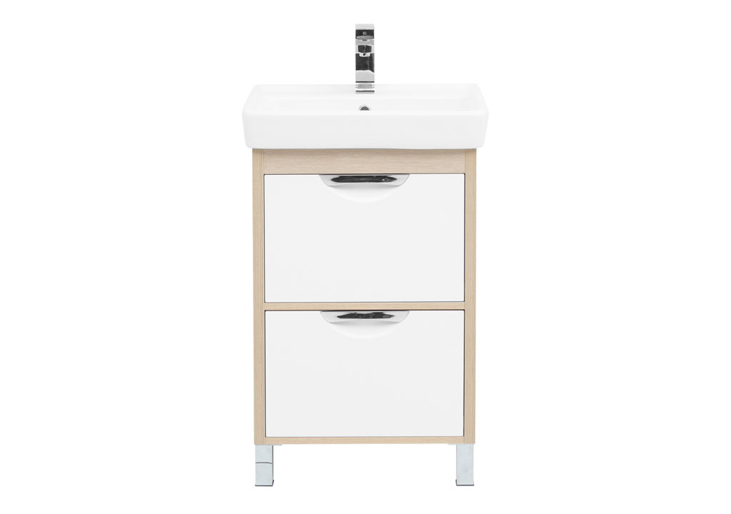 Тумба под раковину Aquanet Гретта 50 New светлый дуб (2 ящика) 00239399 - Вид №2