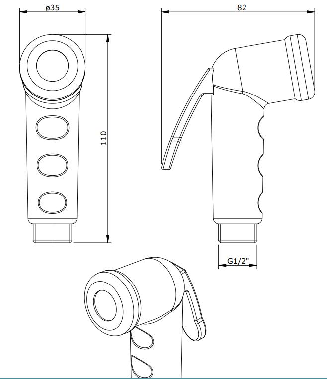 Гигиенический душ со шлангом Sanindusa Aqua 5669111 - Вид №1