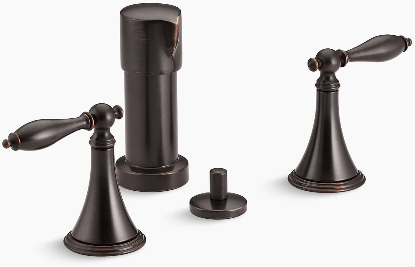 KOHLER Вертикальный смеситель для биде Finial с ручками и соответствующими вставками K-316-4M-2BZ 