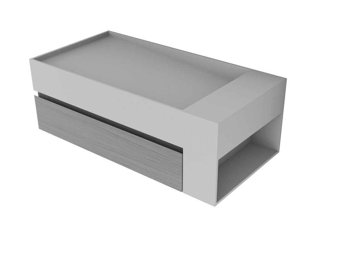 Одиночная подвесная раковина из твердой поверхности с ящиками MOMA Design CUBIC XS ARCH-00091133 - Вид №1