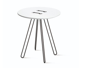 Высокий круглый журнальный столик с лаком