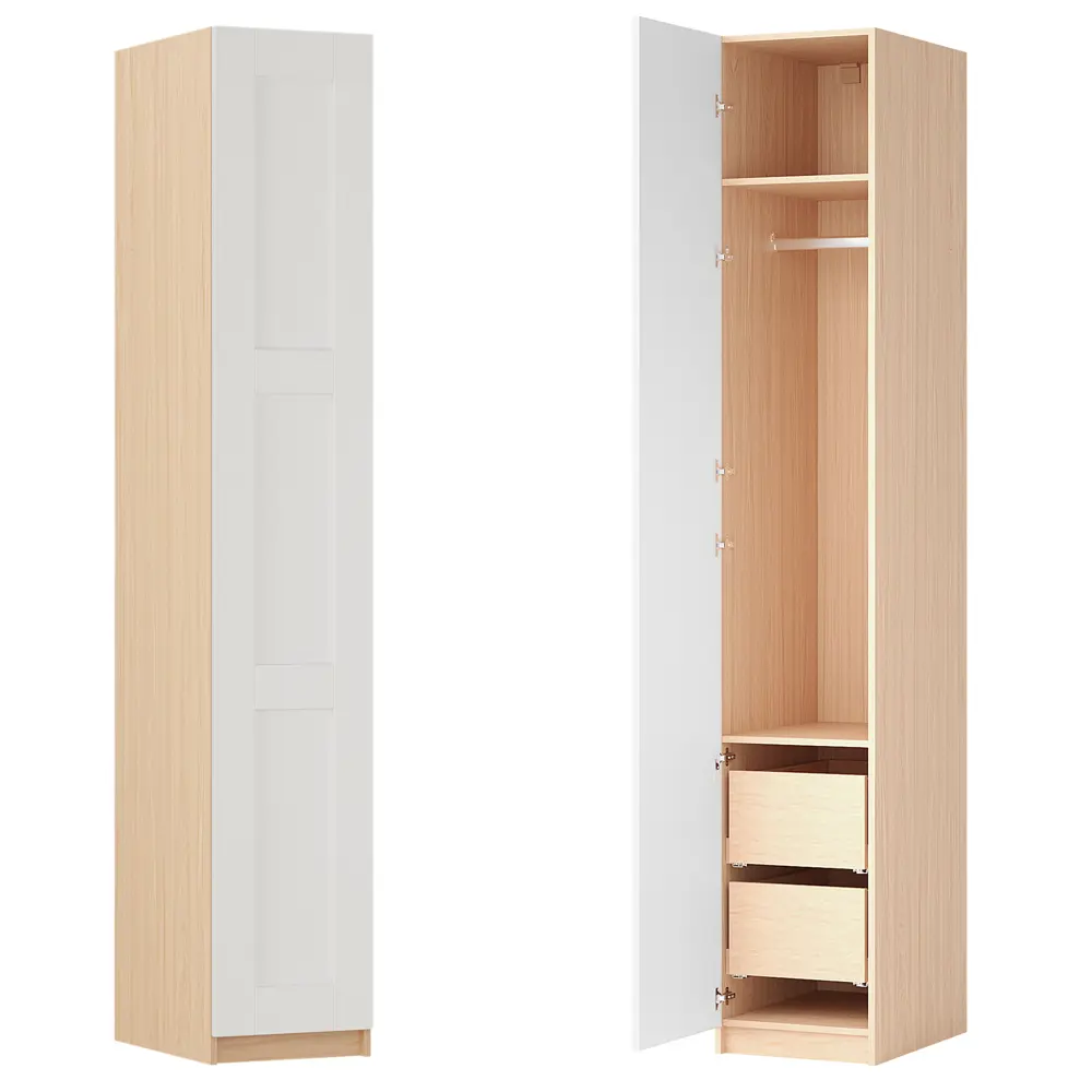 Шкаф распашной Реймс белый с  2 полками, штангой и 2 ящиками 40х232,2х54,5 ЛДСП каркас дуб комано Santreyd Лион STLM-2092377 - Вид №2