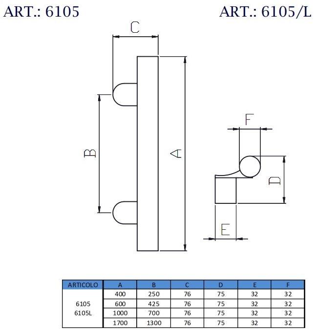 Pasini Ручка из нержавеющей стали  6105  - Вид №1