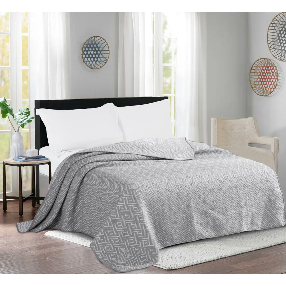 Покрывало Гео 200x250 см микрофибра цвет серый СТОЛИЦА ТЕКСТИЛЯ STLM-2104330 - Вид №3