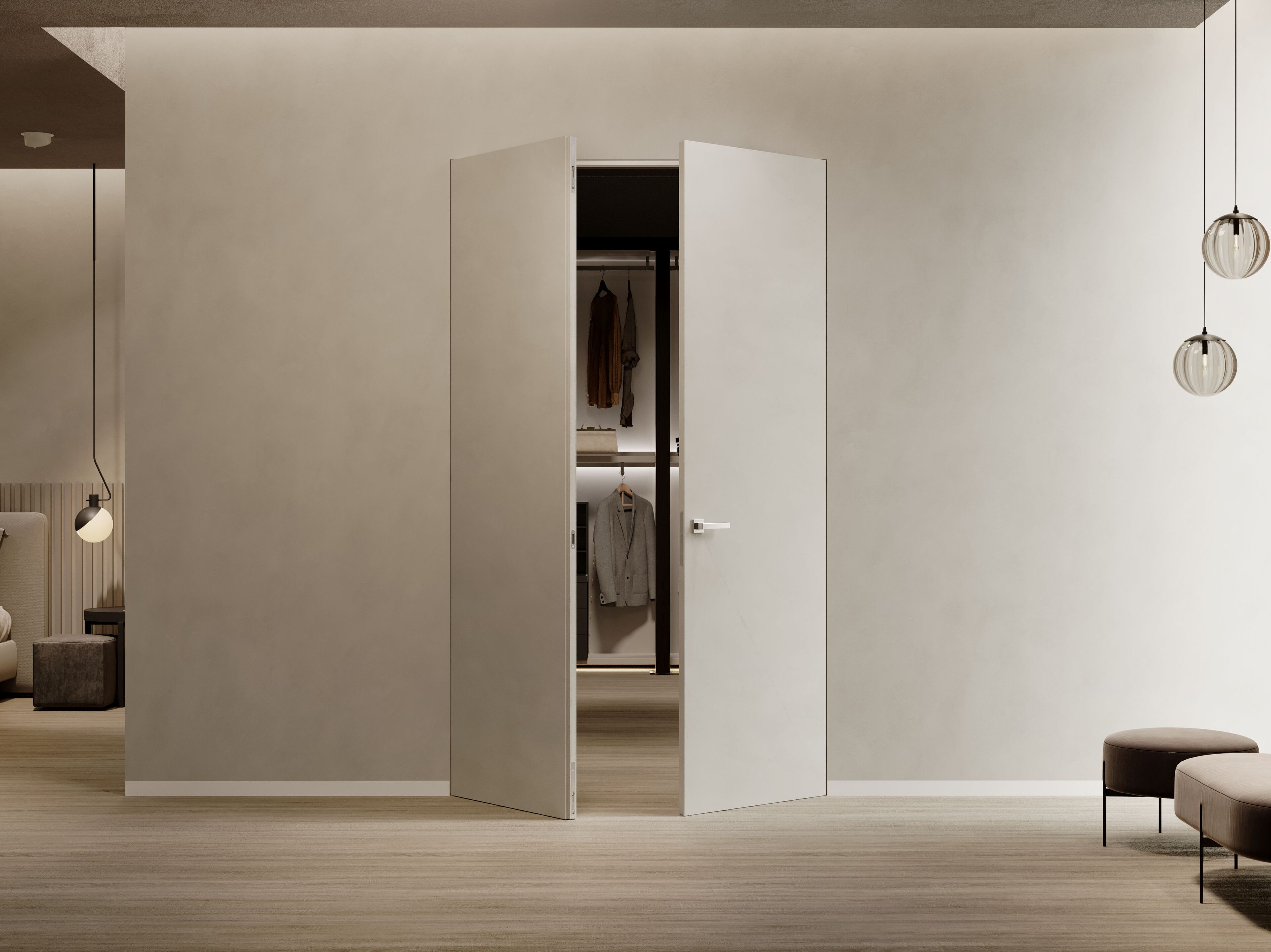 Заподлицо стены распашная дверь Ermetika ABSOLUTE SWING doppio ARCH-00074405