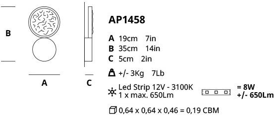 Serip Бронзовый светодиодный настенный светильник ручной работы Luna Ap1460 - Вид №2