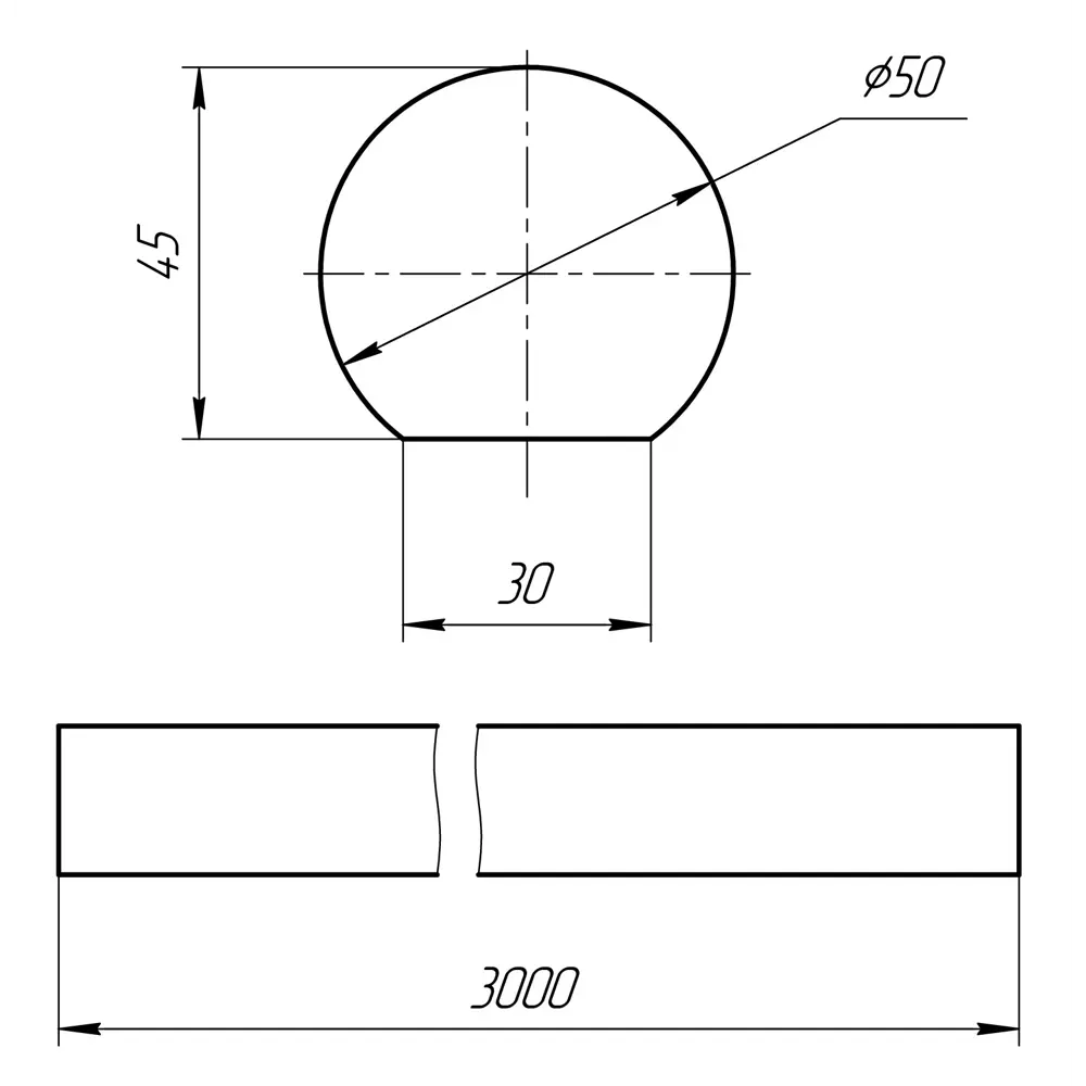 Поручень круглый сращенный хвоя сорт А 50x50х3000 мм 15762438 STLM-2169621 Santreyd  - Вид №1