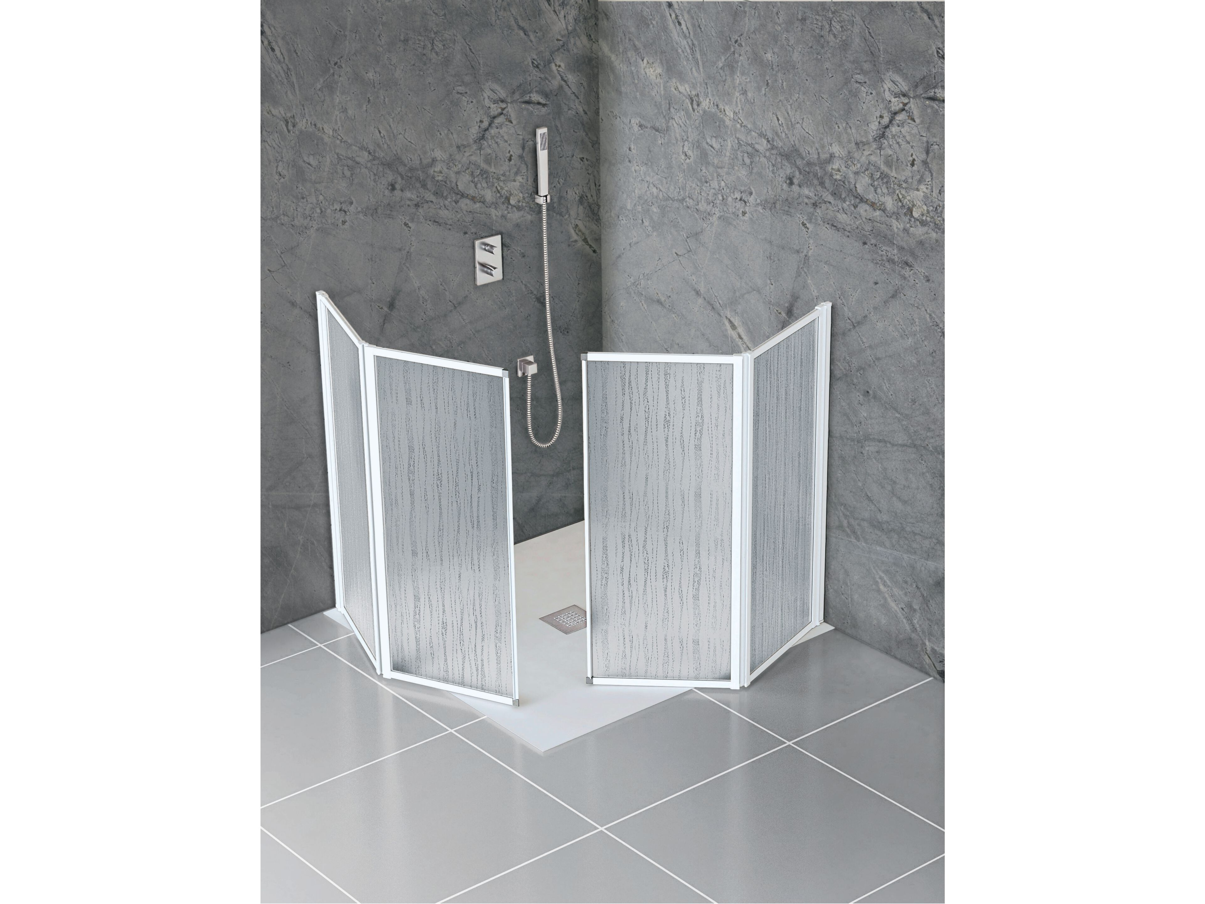 Угловая душевая кабина из акрилового стекла с раздвижной дверью Metidea золото ARCH-00124123 - Вид №1