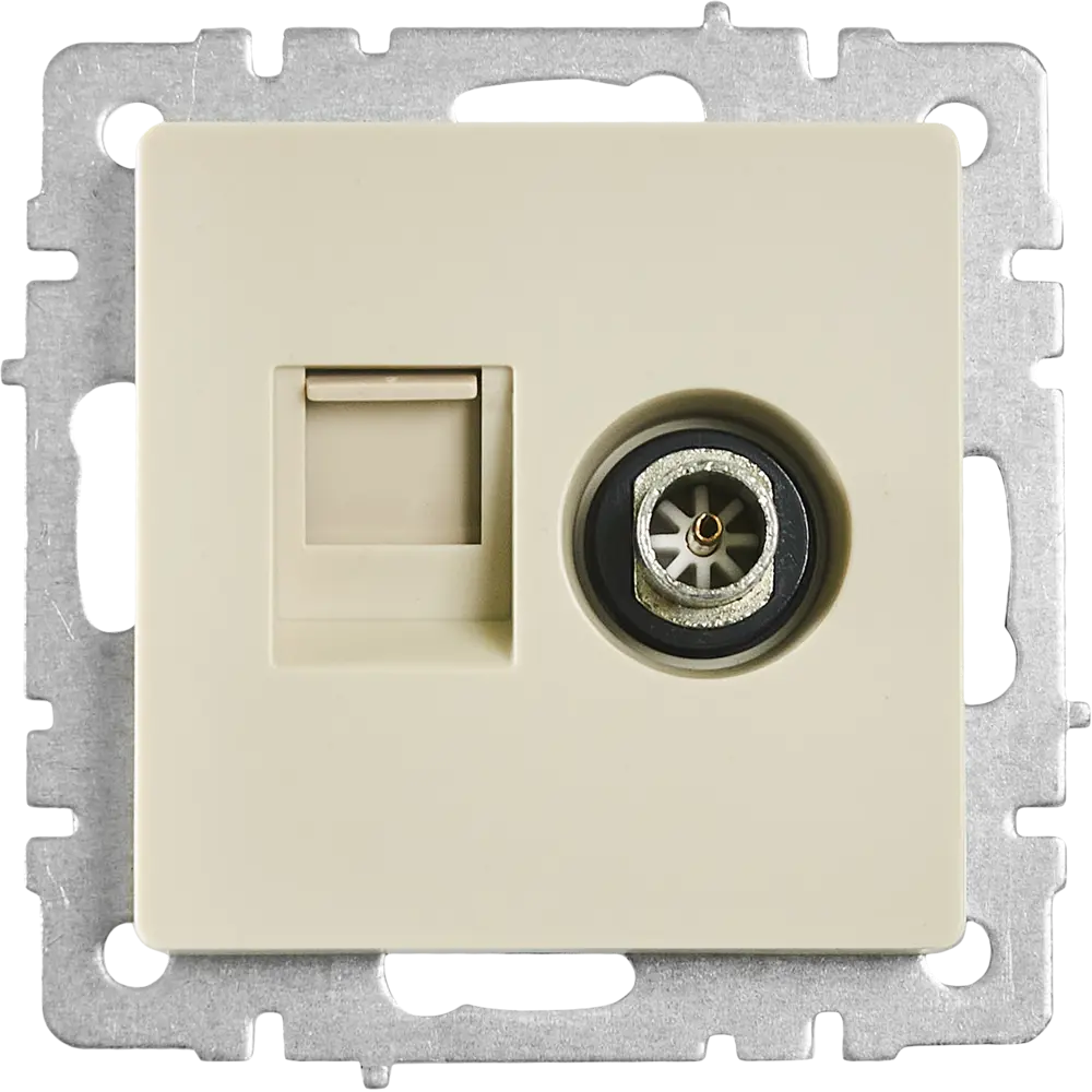 Розетка TV двойная IEK Brite для скрытого монтажа с подключением RJ45 87761515 STLM-1113111