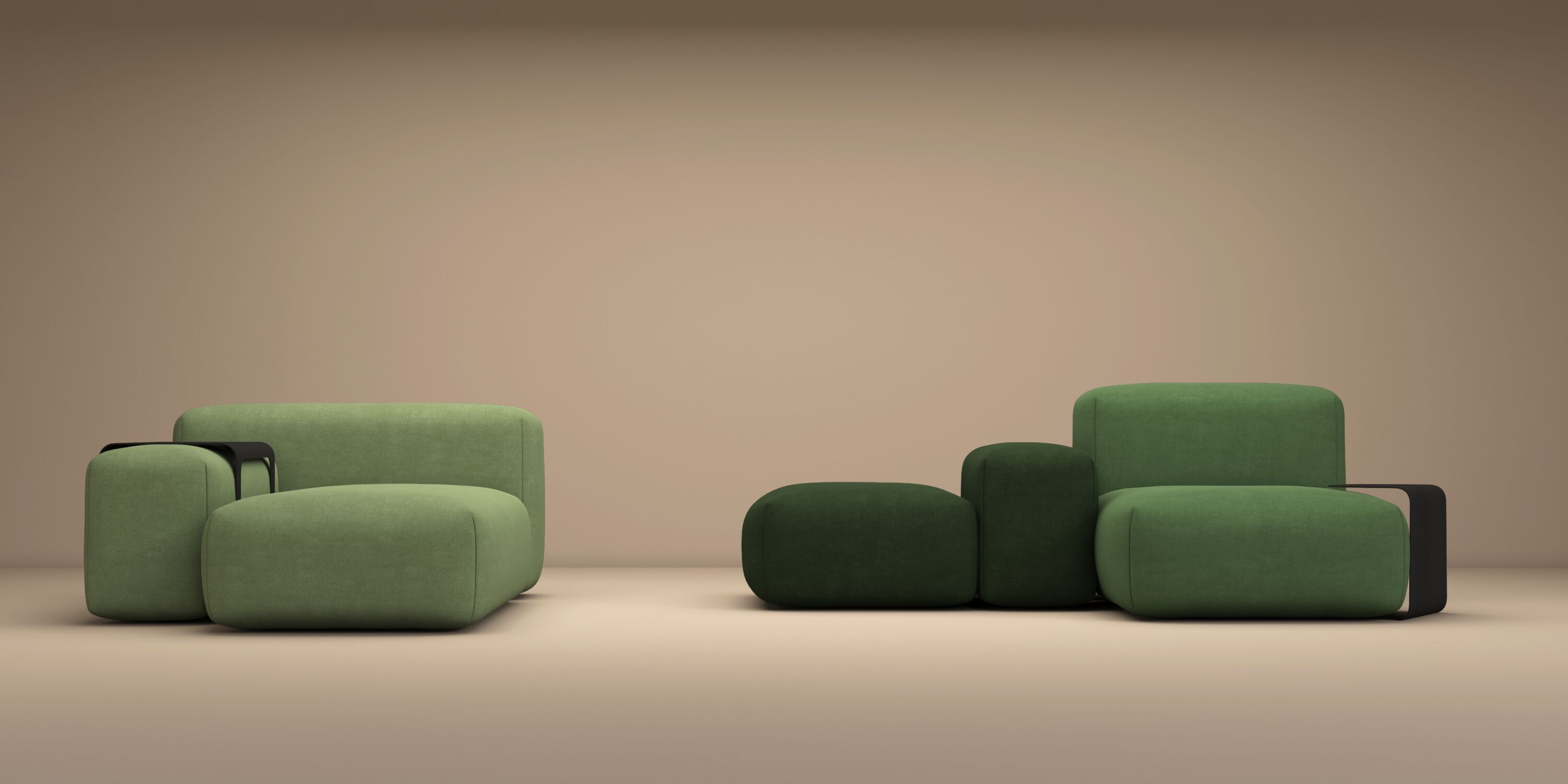 Тканевый диван с полуостровом HANNABI MODEL NO.17 GREEN ARCH-00097013 - Вид №4