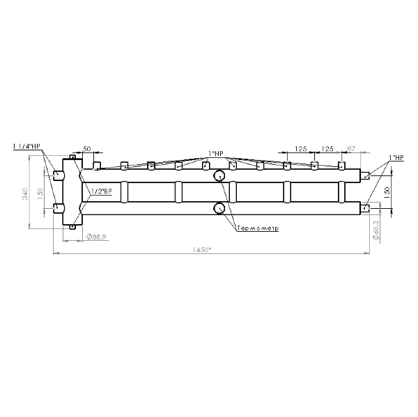 Купить Распределительный коллектор с гидрострелкой 85 кВт, 5+1 контур Прокситерм GSK3251 - Вид №7