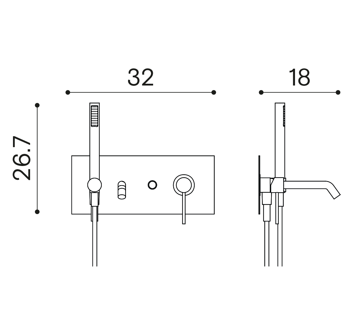 Ex.T MVP SHINE Смеситель для ванны настенный EXMVPSHOT Sleek - Вид №3