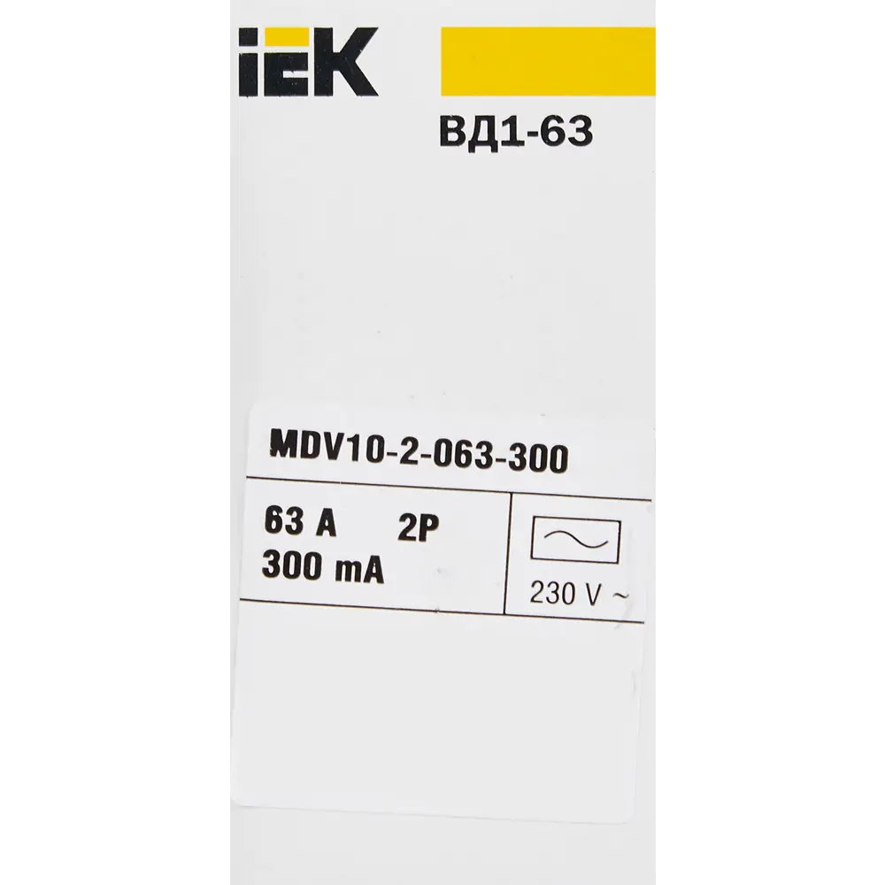 УЗО IEK ВД1-63 2Р 63 А 300 мА 4.5 кА AC 84284609 STLM-2156574  - Вид №6