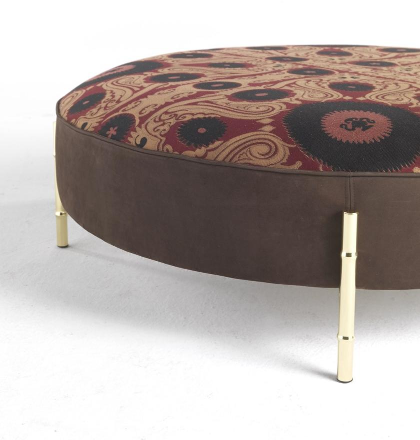 ETRO Home Interiors Круглый пуф с мягкой подкладкой из ткани и нубука Samarcanda Am.222.a - Вид №1