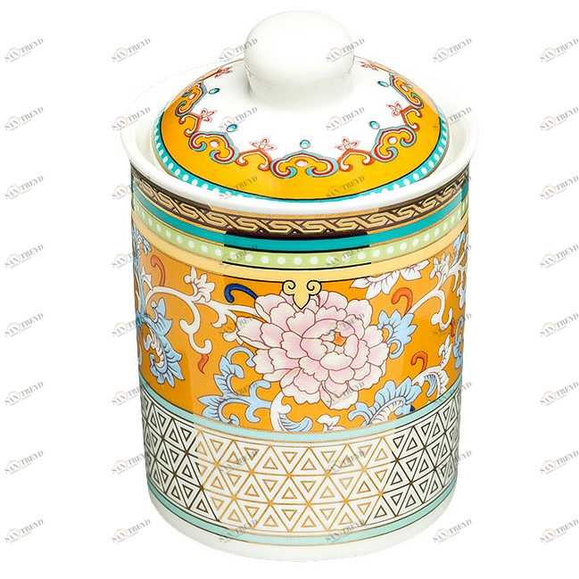 Банка для хранения с крышкой с желтым рисунком 180 мл GARDA DECOR  034445 Желтый;разноцветный 
