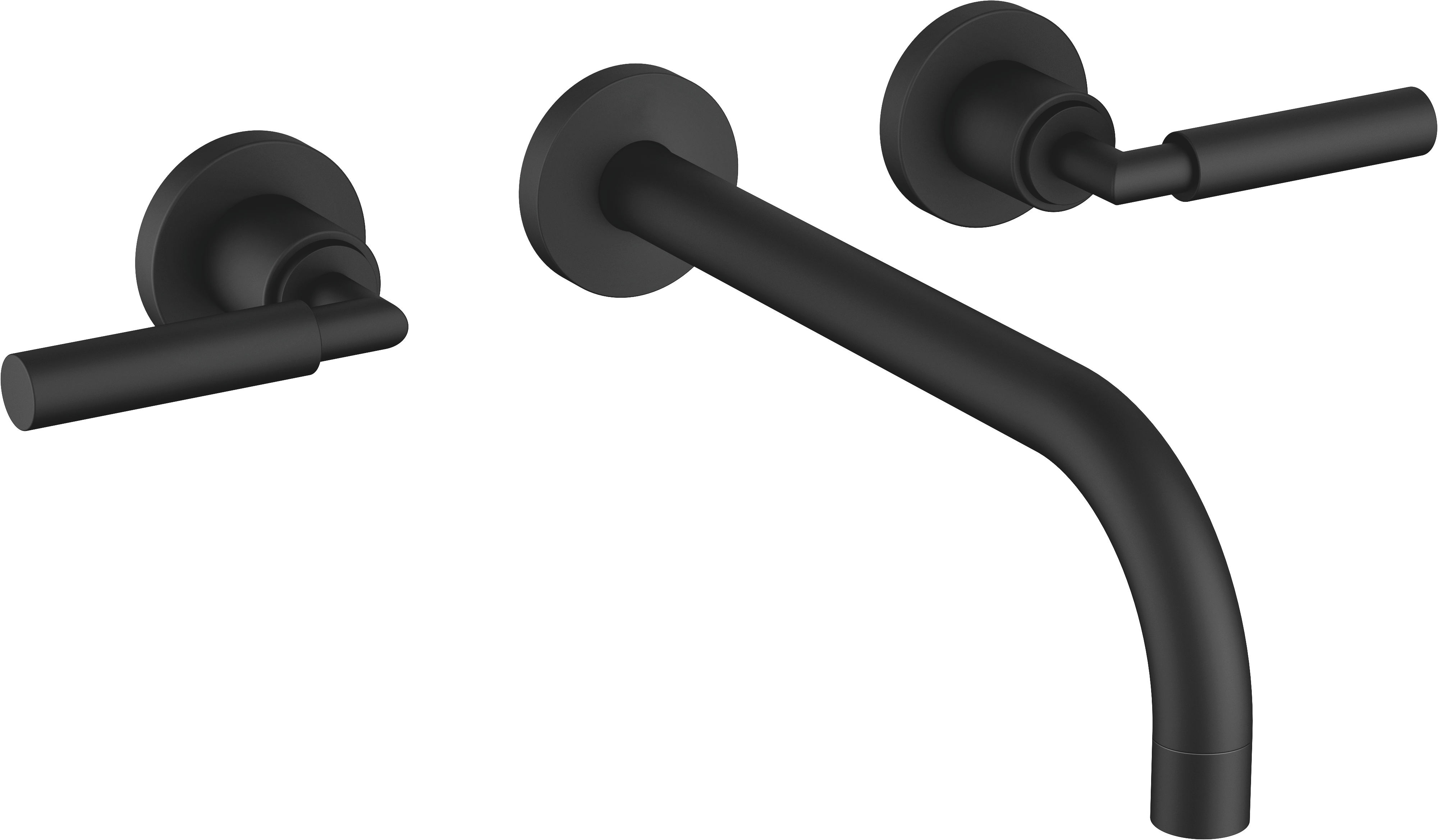 ТАРА Смеситель для раковины настенный без донного клапана - матовый черный 36717882-33