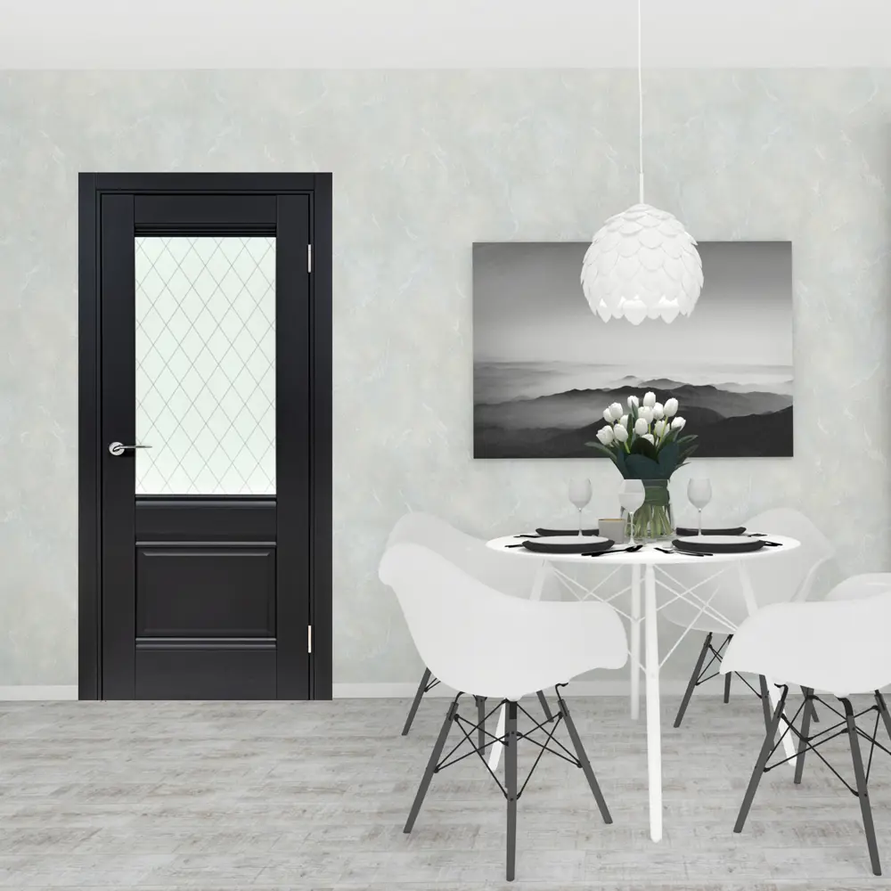 Комплект двери Классико-43 со стеклом 70x200 см Hardflex черный с добором 200 мм PORTIKA STLM-2188325 - Вид №1