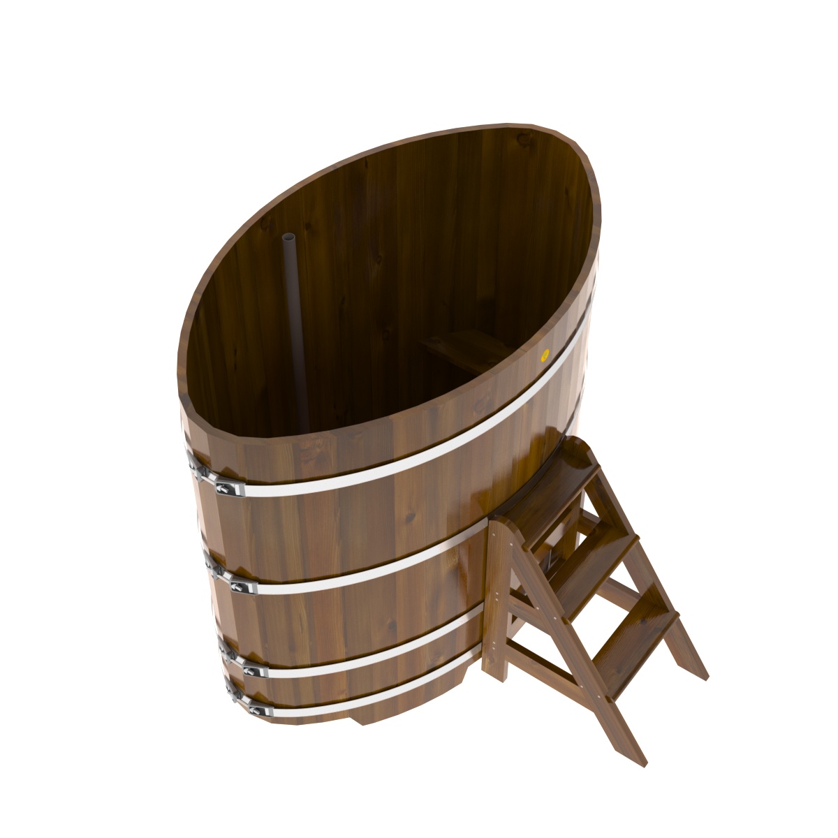 2285 Купель овальная из лиственницы Рустик 1,02х1,68х1,4 морёная Alyarus  - Вид №2