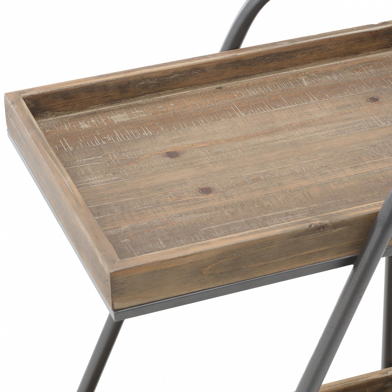 Столик сервировочный на колесиках деревянный с двумя ярусами 79 см TO4ROOMS  213437 Бежевый;черный  - Вид №2