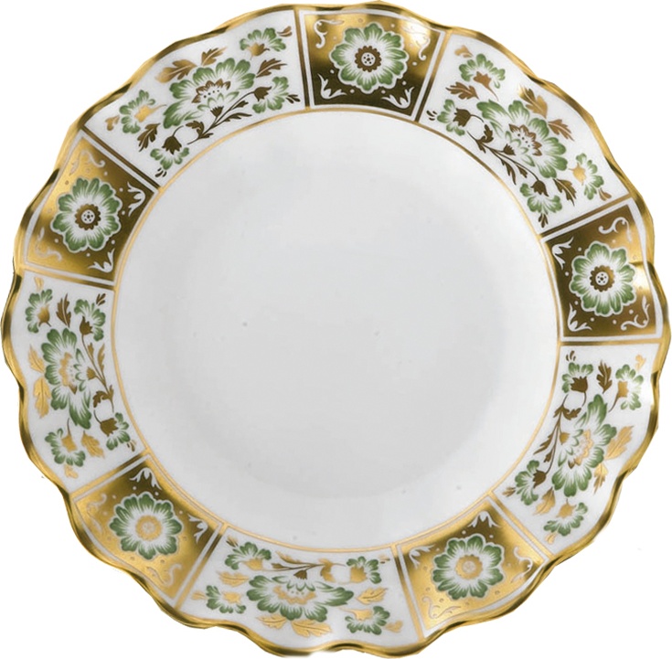 90754 Royal Crown Derby Тарелка закусочная Royal Crown Derby "Дерби, зеленый декор" 21,5см Фарфор костяной 