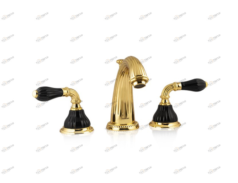 233501.N000.50 Раковина с тремя отверстиями из черного фарфора Яркий хром Mestre Artica