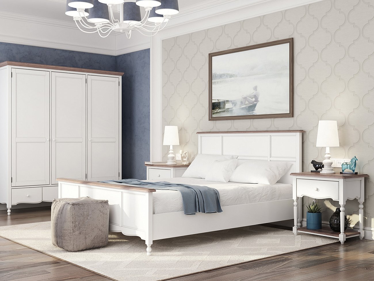 Зеркало настенное прямоугольное белое Leblanc THE WERBY LEBLANC 00-3970689 Белый Santreyd  - Вид №2