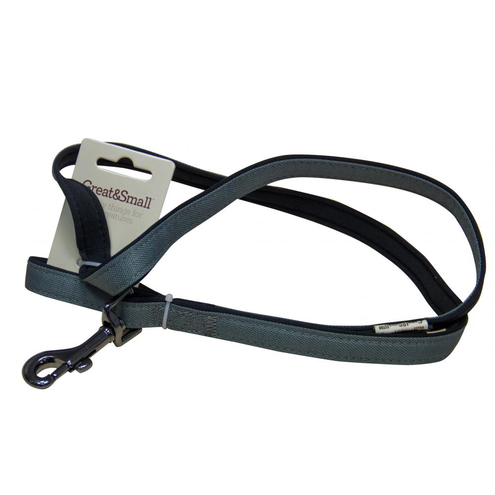 ПР0043660 Поводок для собак из высокопрочного рипстопа 25х750мм неопрен серый Great&Small 