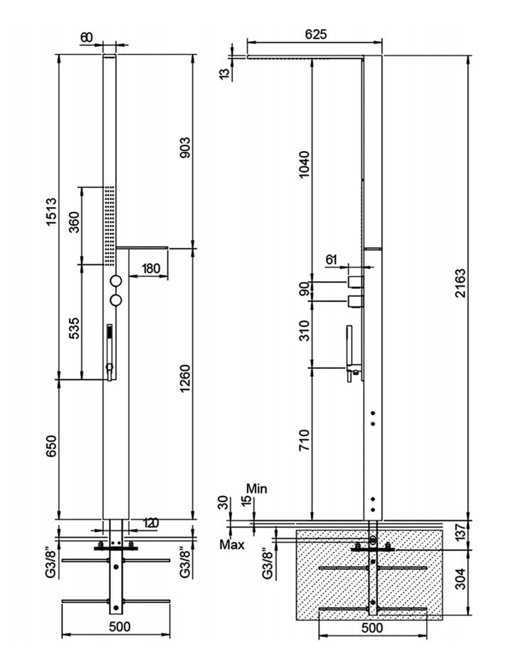 Стальной и деревянный душ на открытом воздухе Fantini Rubinetti MILANOSLIM OUTDOOR ARCH-00017307 - Вид №1