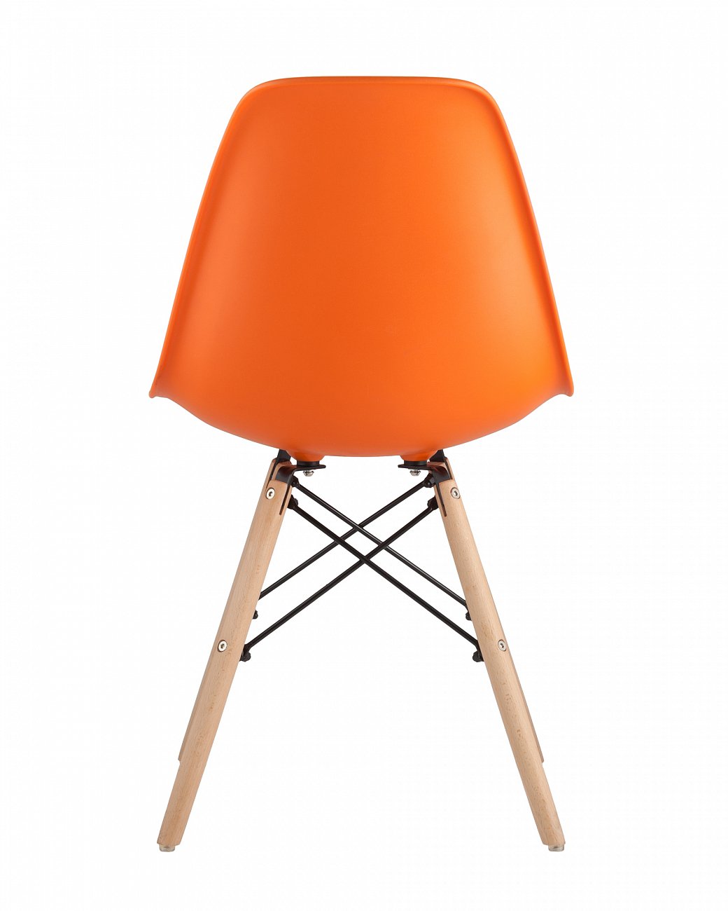 Стул со спинкой оранжевый с деревянными ножками Eames EAMES ДИЗАЙНЕРСКИЕ, EAMES DSW 00-3882010 Оранжевый  - Вид №2