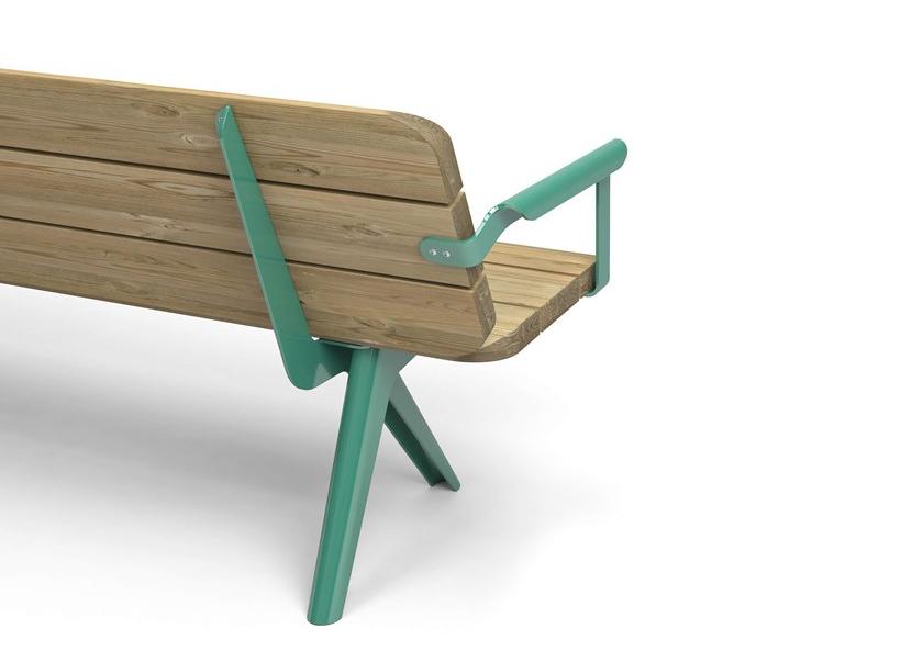 VESTRE Скамья из нержавеющей стали и дерева с подлокотниками со спинкой Nunu sun-id-1442513 - Вид №2