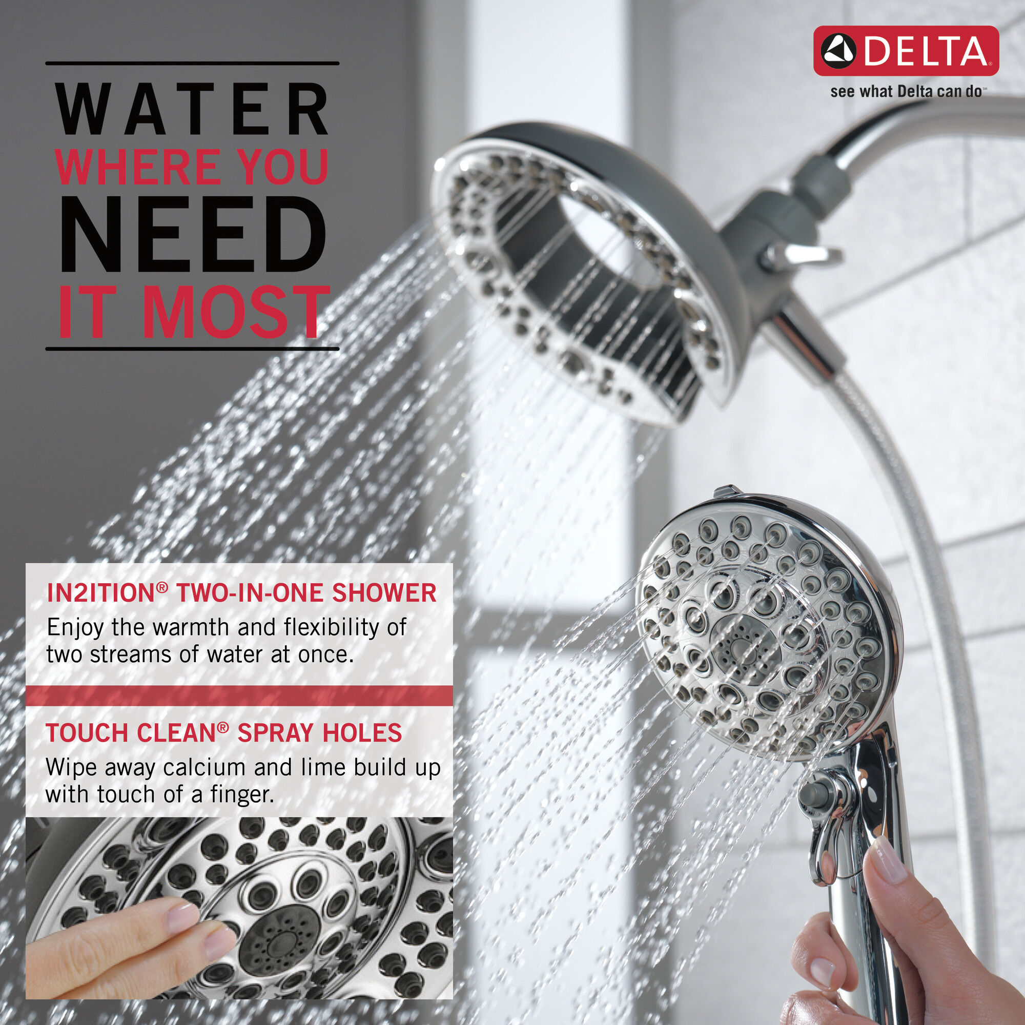 75595C In2ition® Душ 2 в 1 с 5 настройками Delta Faucet DELTA Хром - Вид №1