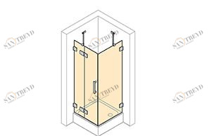 Распашная дверь с неподвиж. сегментом и  боковой стенкой (безрамная)/ Solva HUPPE sun-id-377522