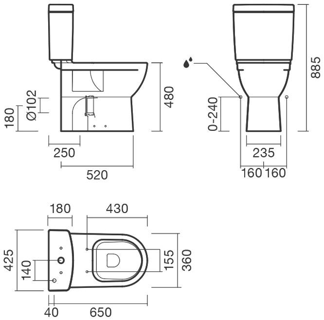 Набор Sanitana компакт MOBIL: чаша + сливной бачок + крышка H8247160000231;H8277130002101;H8927113000001 - Вид №1