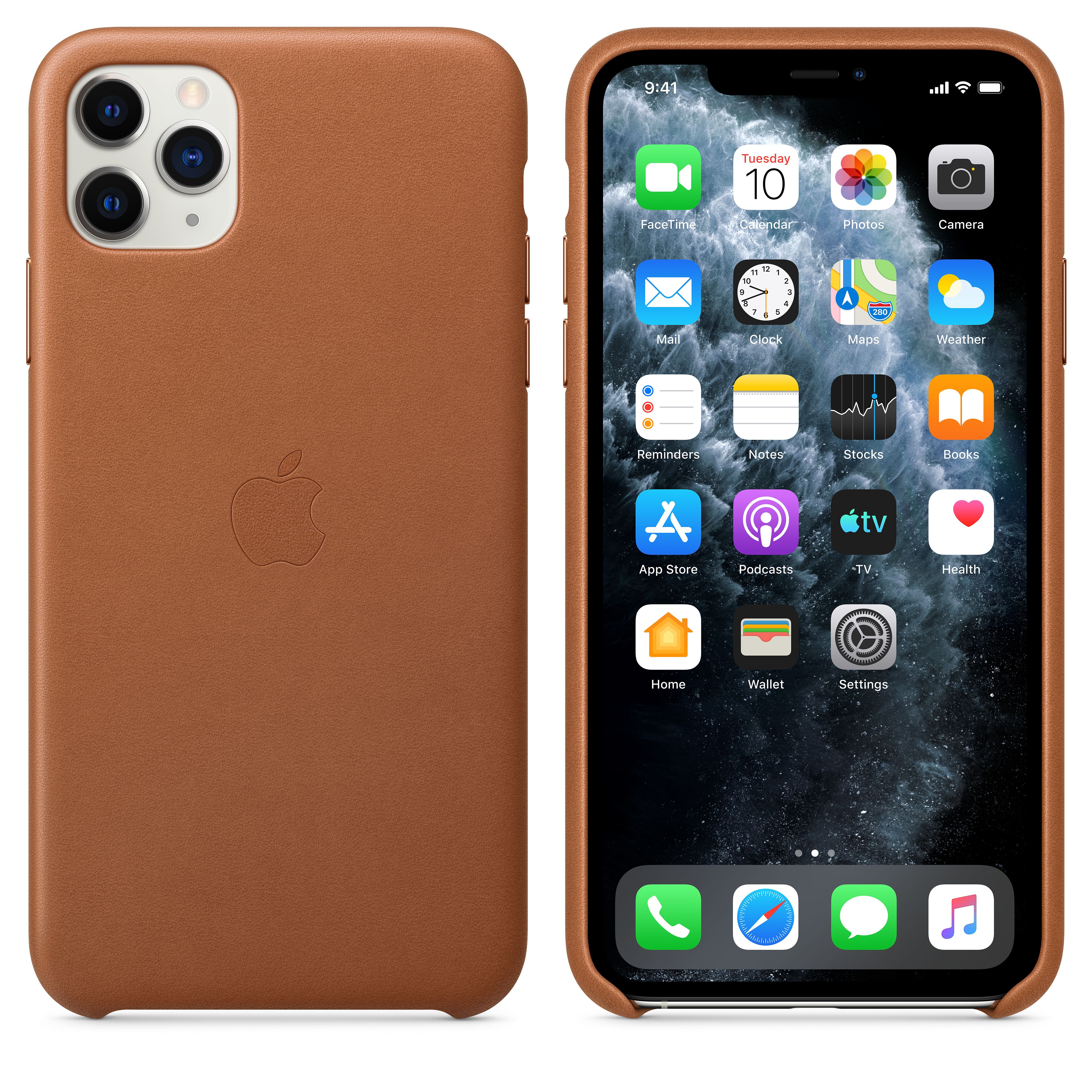 MX0D2ZM/A Iphone 11 pro max leather case - saddle brown Apple Santreyd  - Вид №5