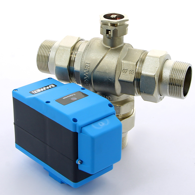 Кран шаровой с разъемными соединениями НН трехходовой MODULO PLUS с сервоприводом EMMETI 1"1/2 01425712 - Вид №4