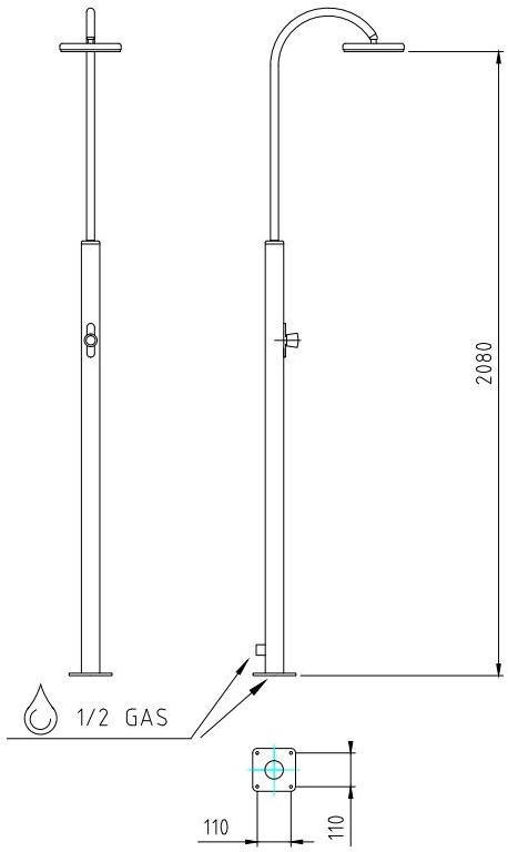 Ama Luxury Shower Летний душ из нержавеющей стали sun-id-1382541 - Вид №9