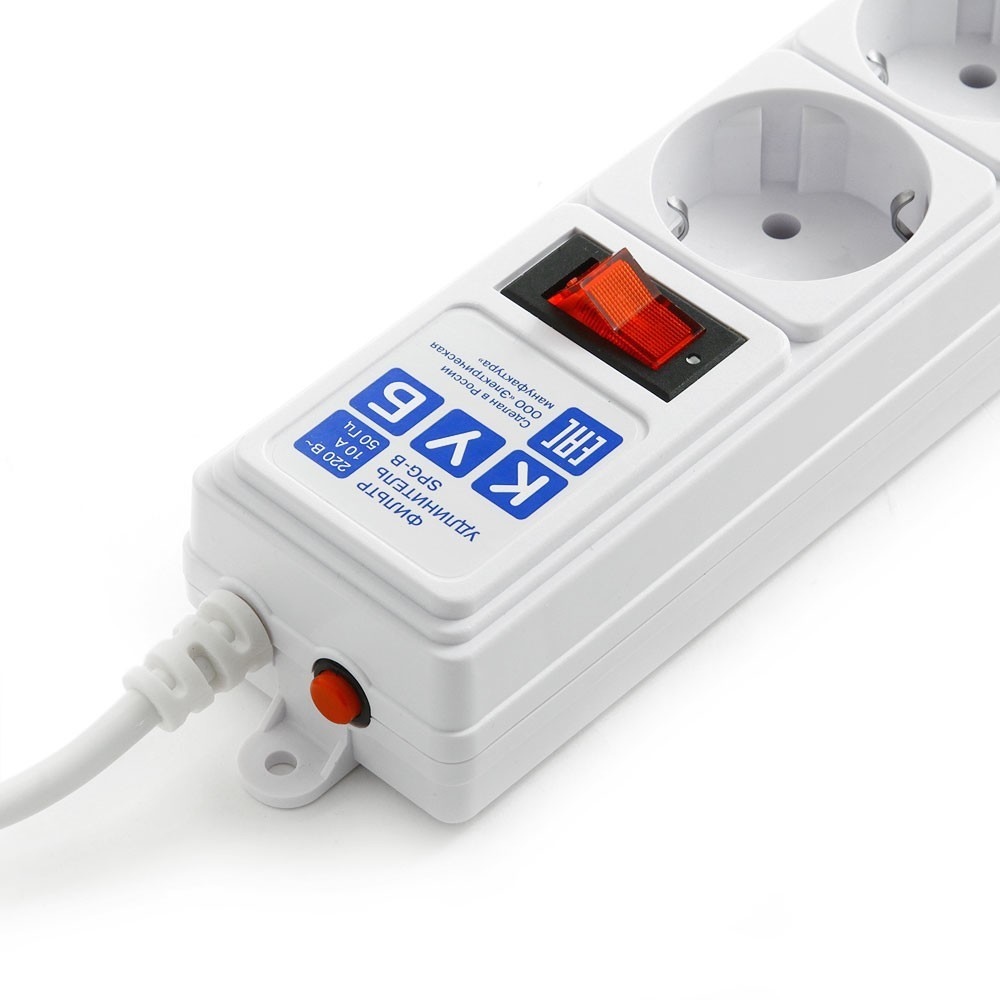 SPG-B-10-WHITE Surge protector power cube b 3.0 m 5 outlets (white) 10a / 2.2kw Электрическая мануфактура Santreyd  - Вид №1