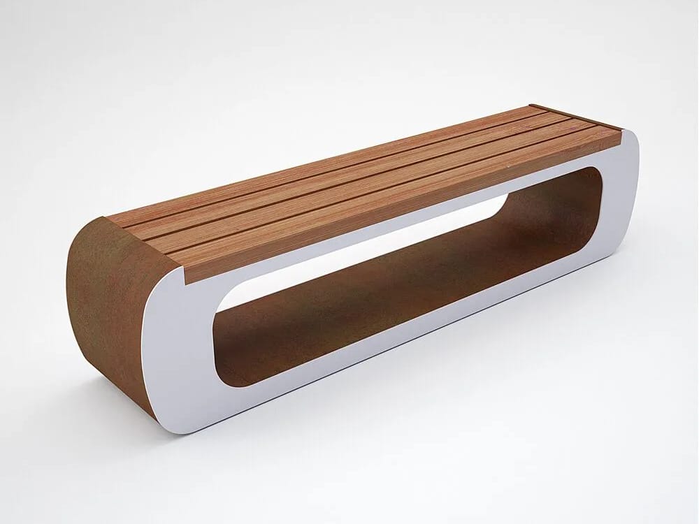 Стальная и деревянная скамья без спинки CITYSì ARMONY ARCH-00045270