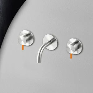 Смеситель для раковины сталь глянцевая с оранжевой ручкой Toki Radomonte TKI27SCIL24