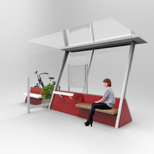 Навес с фотоэлектрическими панелями для велосипедов и мопедов, а также для автобусной остановки