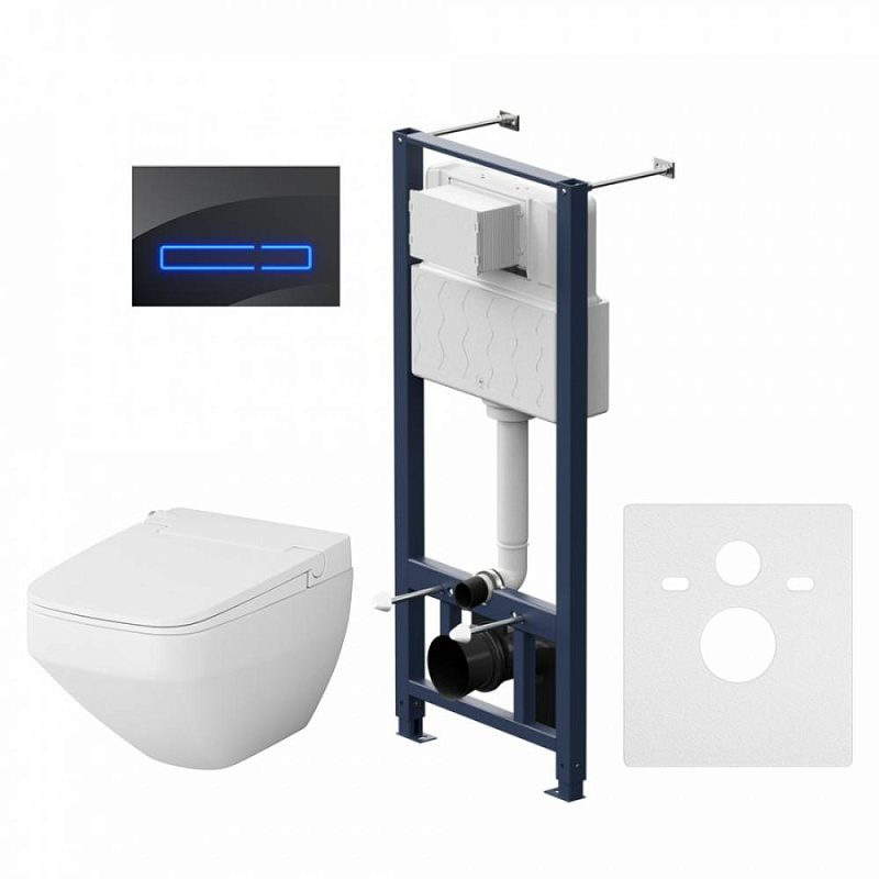 IS450A38.CCC50A Инст с клав Touchless Pro стекло чёрн с подв унит Inspire V2.0 FlashClean с эл биде AM.PM Inspire 2.0 