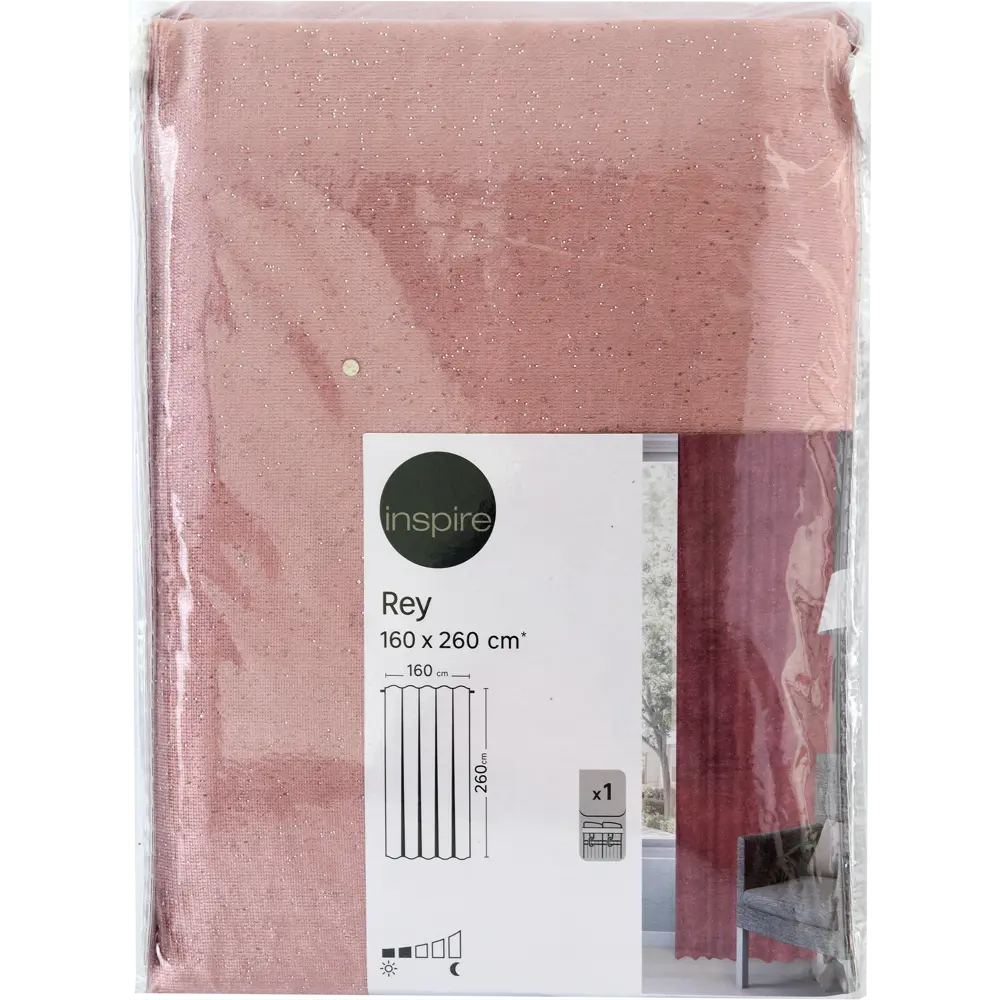 Штора на ленте Inspire Rey 160x260 см цвет розовый 82922264 STLM-2123085  - Вид №4