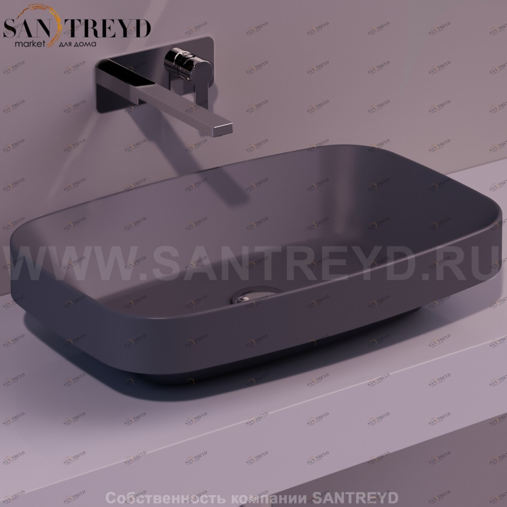BB11ANTRACITEMATT Накладная раковина на столешницу  прямоугольная Simas Baden Baden