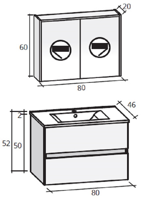FPO080DP5S27 Комплект мебели Riho Porto Santreyd - Вид №1
