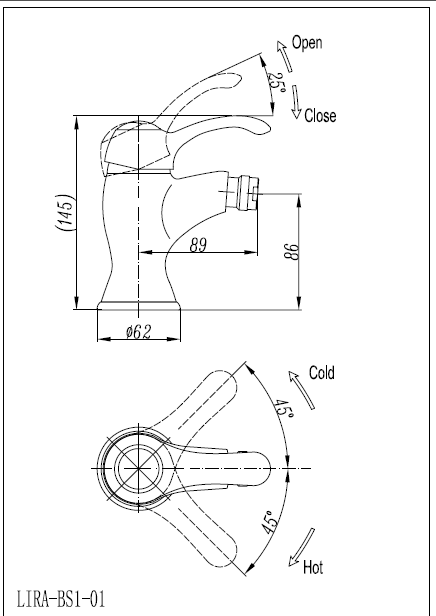 Смеситель для биде CEZARES LIRA-C-BS1-02 - Вид №1