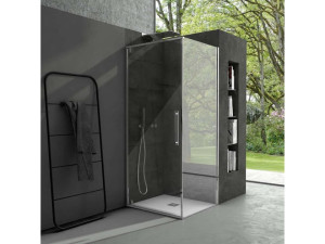 Алюминиевая и стеклянная угловая душевая кабина с поворотной дверью