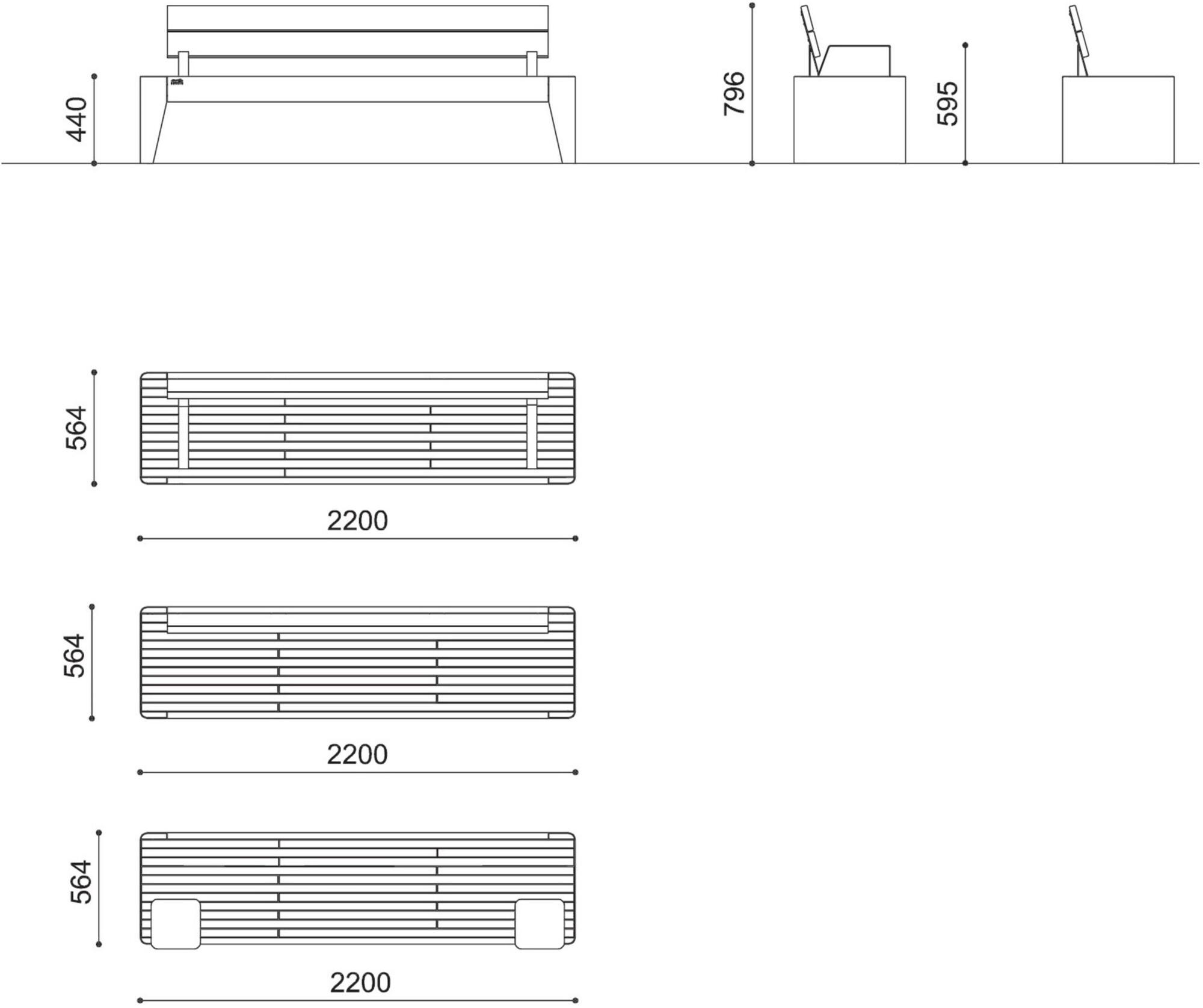 City Design Скамья из стали и дерева с подлокотниками со спинкой Fòla Fòla s+b - Вид №4
