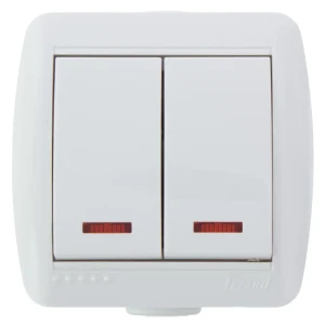 Выключатель Lezard Nata 2 клавиши с подсветкой цвет серый 15103900 STLM-2078265