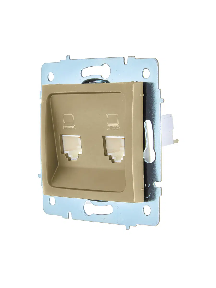 ASTI Розетка компьютерная двойная золото механизм LEZARD 7081-3688-141